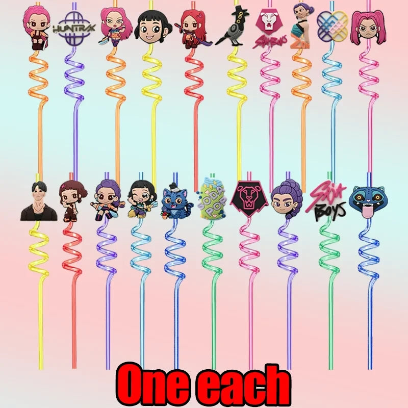 Reusable Character Party Straws